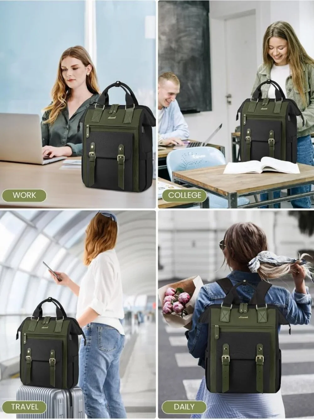 Stylish Laptop Backpack for Women - Work, Travel, Nurse, Teacher, Commuter Bag